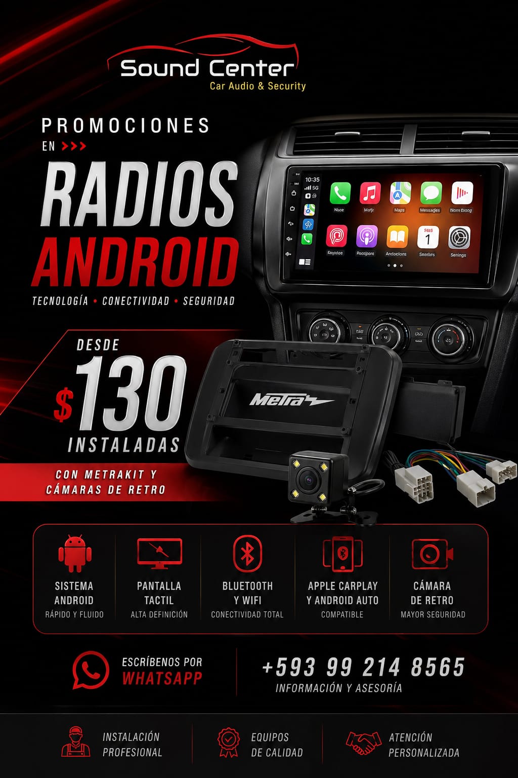 Promoción de radio Android con Metakit y cámara de retro desde 130 dólares instalada